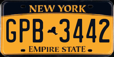 NY license plate GPB3442