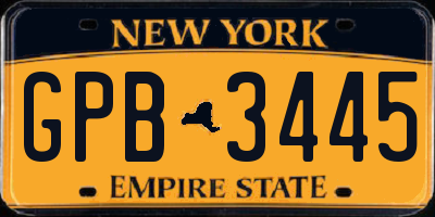 NY license plate GPB3445