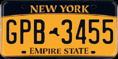 NY license plate GPB3455