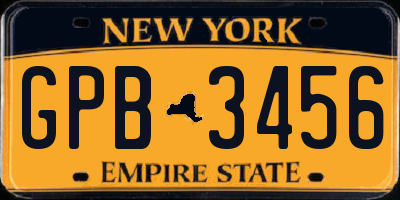 NY license plate GPB3456