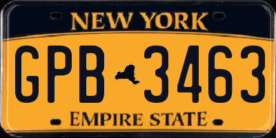 NY license plate GPB3463
