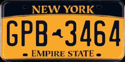 NY license plate GPB3464