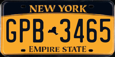 NY license plate GPB3465
