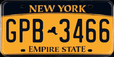 NY license plate GPB3466