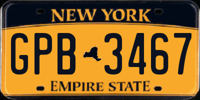 NY license plate GPB3467
