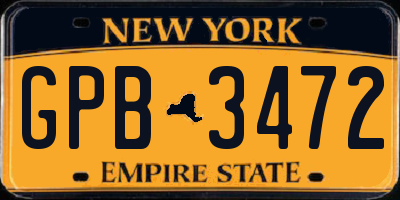 NY license plate GPB3472