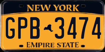 NY license plate GPB3474