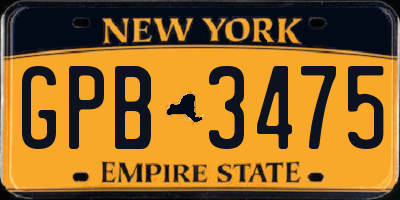 NY license plate GPB3475