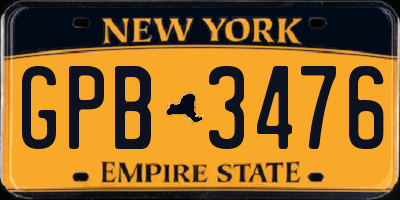 NY license plate GPB3476