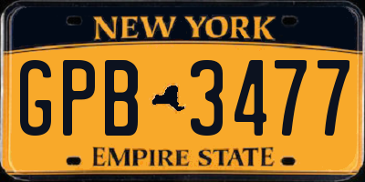 NY license plate GPB3477