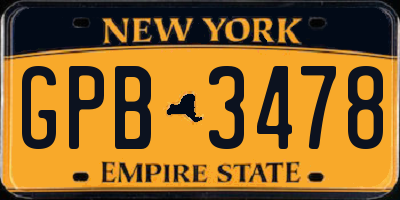 NY license plate GPB3478