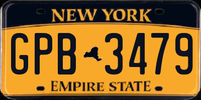 NY license plate GPB3479