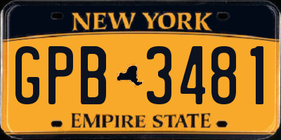 NY license plate GPB3481