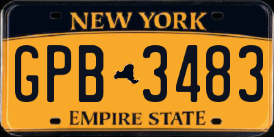NY license plate GPB3483