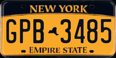 NY license plate GPB3485
