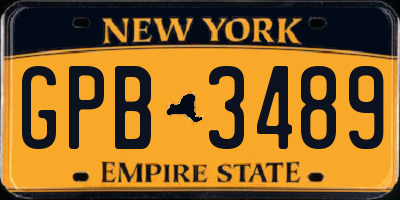 NY license plate GPB3489