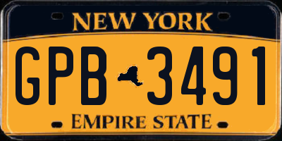 NY license plate GPB3491
