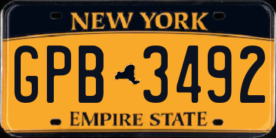 NY license plate GPB3492