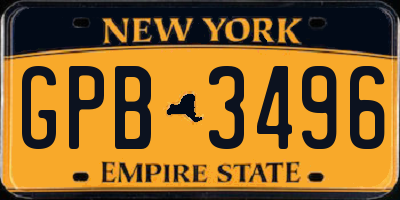 NY license plate GPB3496
