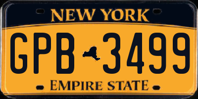NY license plate GPB3499