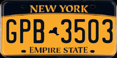 NY license plate GPB3503