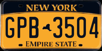 NY license plate GPB3504