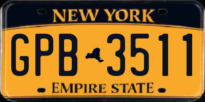NY license plate GPB3511
