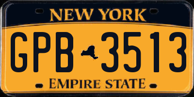 NY license plate GPB3513