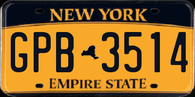 NY license plate GPB3514