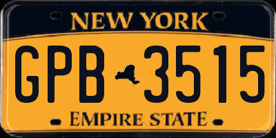 NY license plate GPB3515