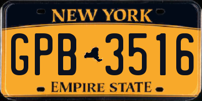 NY license plate GPB3516