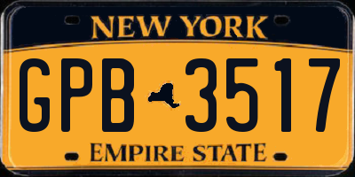 NY license plate GPB3517