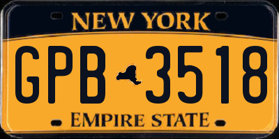 NY license plate GPB3518