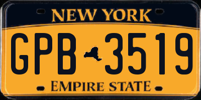NY license plate GPB3519