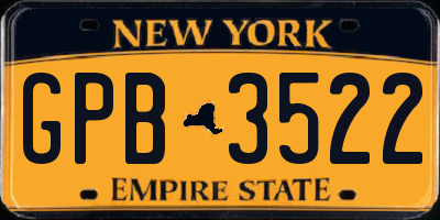 NY license plate GPB3522