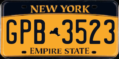 NY license plate GPB3523