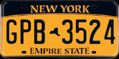 NY license plate GPB3524