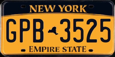 NY license plate GPB3525