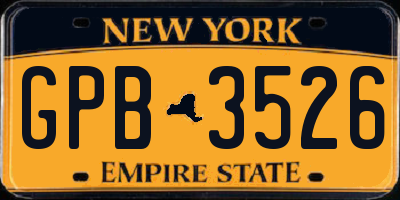 NY license plate GPB3526