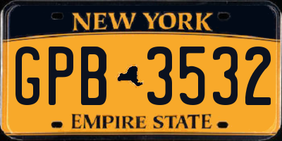 NY license plate GPB3532