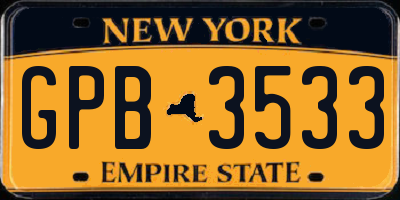 NY license plate GPB3533