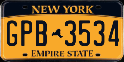 NY license plate GPB3534