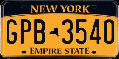 NY license plate GPB3540