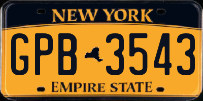 NY license plate GPB3543