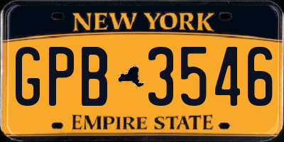 NY license plate GPB3546