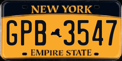 NY license plate GPB3547