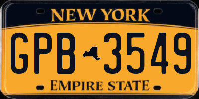 NY license plate GPB3549