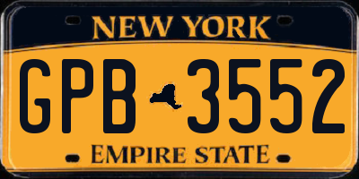 NY license plate GPB3552