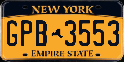 NY license plate GPB3553