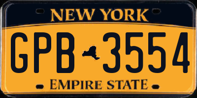 NY license plate GPB3554